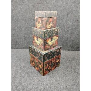 Bob’s Boxes Set of 3 Susan Winget Art Nesting Decorative Boxes Rooster Chicken